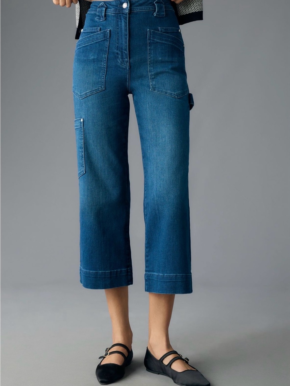 Anthropologie High-Rise Wide-Leg Utility Jeans - Dark Rue